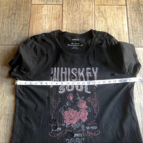 Torrid Whiskey Sole Distressed Tee With Holes - Picture 8 of 11